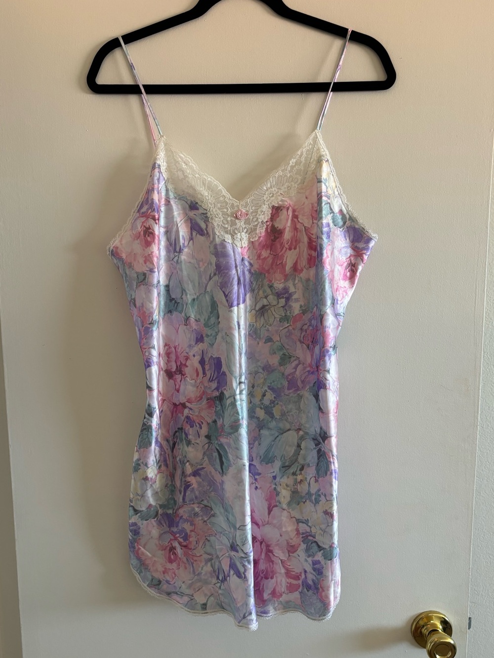 Vintage Deena Lace Trim Satin slip dress